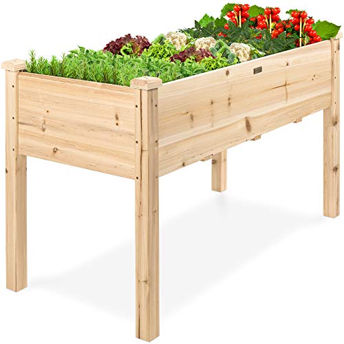 Best Choice Products Raised Garden Bed 48x24x30-inch Elevated Wood Planter Box Stand for Backyard, Patio, Natural