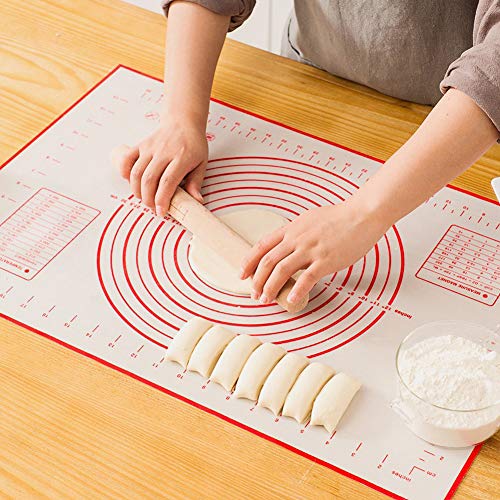 Large Silicone Pastry Mat Extra Thick Non Stick Baking Mat with Measurement Fondant Mat, Counter Mat, Dough Rolling Mat, Oven Liner, Pie Crust Mat (16''(W)24''(L))