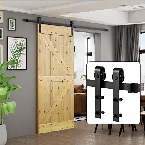 U-MAX 6.6 FT Sliding Barn Wood Door Basic Sliding Track Hardware Kit (Basic'J')