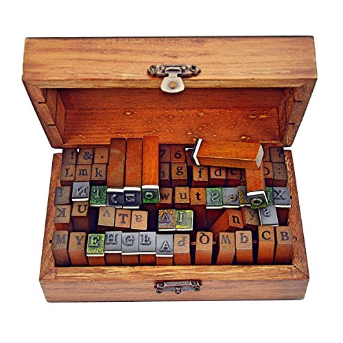 Ning store 70pcs Alphabet Stamps Vintage Wooden Rubber Letter Number and Symbol Stamp Set for DIY Craft Card Making Happy Planner Scrapbooking Supplies