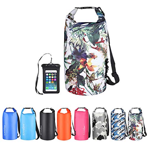 OMGear Waterproof Dry Bag Backpack Waterproof Phone Pouch 40L/30L/20L/10L/5L Floating Dry Sack for Kayaking Boating Sailing Canoeing Rafting Hiking Camping Outdoors Activities (camouflage1, 10L)