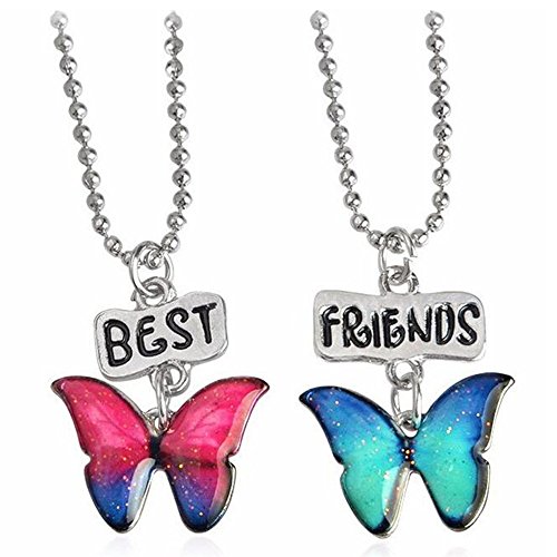 GYAYU Best Friends Necklace Pendant M Bean/Ballet Girl/Mermaid/Apple/Cactus/Puppy/Kitten/Ice Cream (Butterfly)