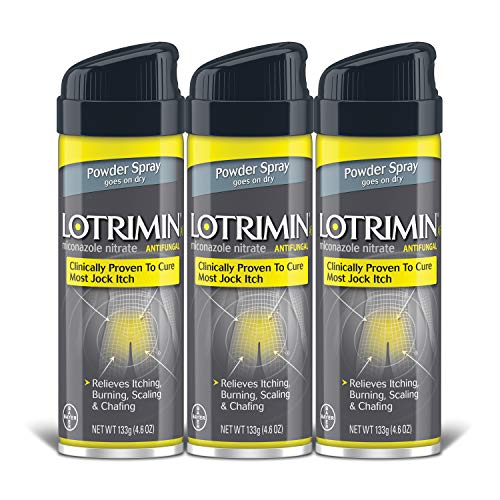 Lotrimin AF Jock Itch Antifungal Powder Spray, Miconazole Nitrate 2%, Clinically Proven Effective Treatment of Most Jock Itch, For Adults and Kids Over 2 Years, 4.6 Ounces Spray Can (Pack of 3)