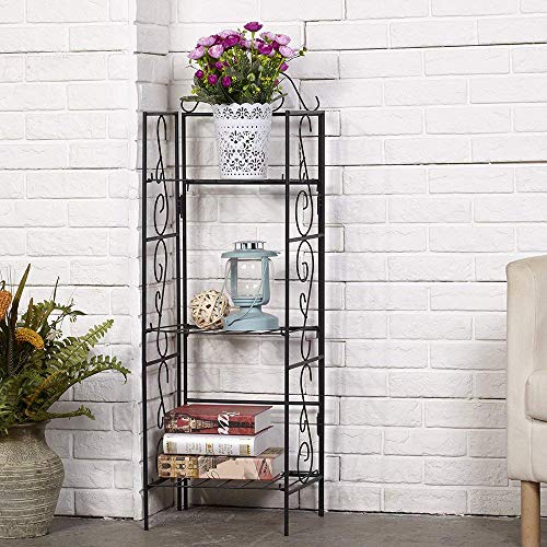 Amagabeli Versatile 3 Tier Standing Wire Shelf Shelving Unit Bakers Rack Metal Rustproof Organizer Corner Planter Stand Storage Shelves Indoor Outdoor Plant Rack Bookcase Black