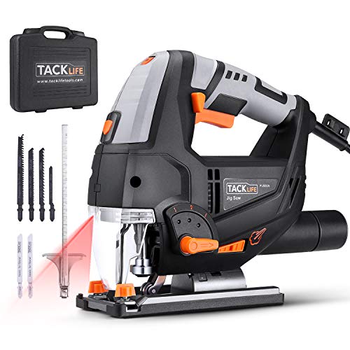 TACKLIFE Advanced 6.7 Amp 3000 SPM Jigsaw with Laser & LED, Variable Speed, Carrying Case, 6 Blades, Adjustable Aluminum Base, Pure Copper Motor, 10 Feet Cord - PJS02A