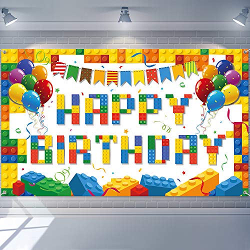 Colorful Building Blocks Birthday Backdrop Blocks Photography Birthday Backdrop Children's Birthday Party Decorations Building Blocks Theme Party Supplies for Party Decorations Pictures