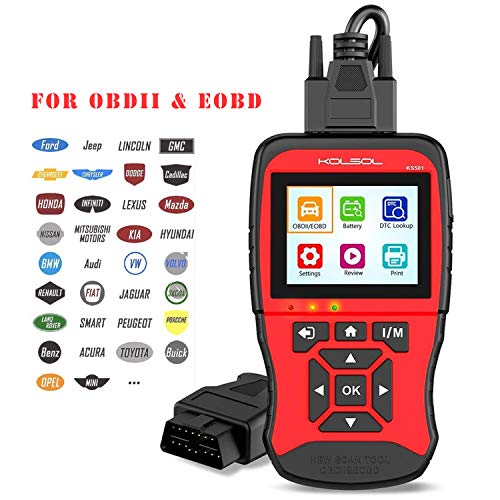 KOLSOL Code Reader Emissions Analyzers OBD II Scan Tool for Universal Vehicles EOBD Automotive Scanner Diagnostic Tool KS501 (KS04-Red)