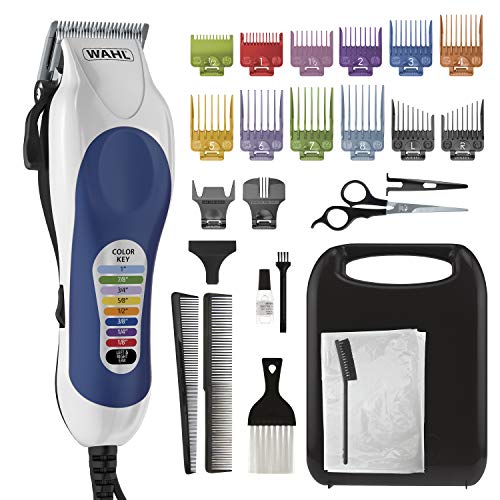 Wahl Corded Clipper Color Pro Complete Hair Cutting Kit for Men, Women, & Children with Colored Guide Combs for Smooth, Easy Haircuts - Model 79300-1001