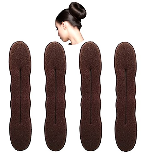 Brown Magic Hair Bun Maker - 4 Large Foam Sponge Buns Shaper Accessories
