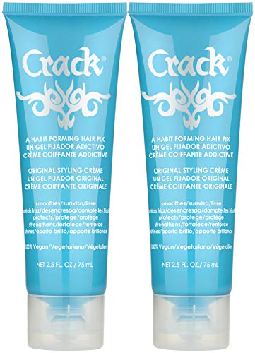 CRACK HAIR FIX Styling Creme - Multi-Tasking, Anti-Frizz, Leave-In Styling Aid With Protection from Humidity, Chlorine, Heat Treatments & Sun ( 2.5 Oz / 75 Milliliter - PACK OF TWO )