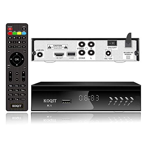KOQIT Free to Air FTA HD Digital Satellite TV Receiver Built-in Galaxy 19 97W Satellite Receiver DVB-S2 Digital Tv Box DVB-S2/S Clear TV Tuner Sat Decoder/USB WiFi/YouTube/EPG/PVR Recording to USB