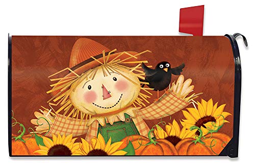 Briarwood Lane Happy Scarecrow Fall Magnetic Mailbox Cover Sunflowers Standard