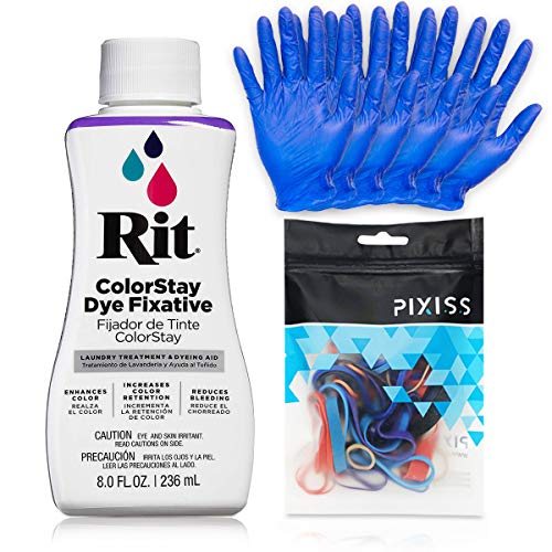 Rit Dye Color Stay Fixative Bundle with Gloves and Rubber Bands