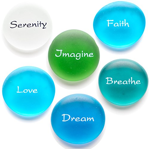 Lifeforce Glass The Mermaid's Message: Frosted Sea Glass Stones, Six Inspiring Words in Beach Colors, Packaged in a Deluxe Box Set II