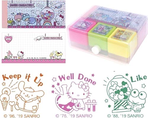 Ellon Mix Characters Self-Inking Reward Stamp Set Teacher Homework Encourage Review Stamps (Hello Kitty Keroppi Pompompurin)