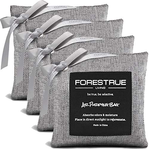 FORESTRUE Bamboo Charcoal Air Purifying Bags, Activated Charcoal Odor Absorber, Car Air Freshener, Bamboo Charcoal bags for Home, Pet, Closet, Basement, Fridge