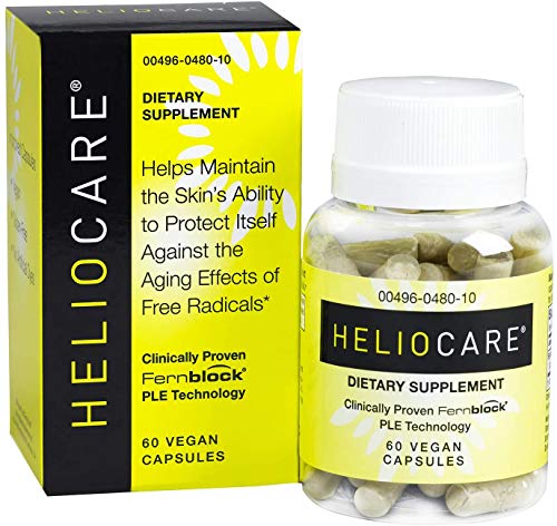 Heliocare Skin Care Dietary Supplement: 240mg Polypodium Leucotomos Extract Pills - All Natural, Antioxidant Rich Formula Derived from Nature with Fernblock and PLE Technology - 60 Veggie Capsules