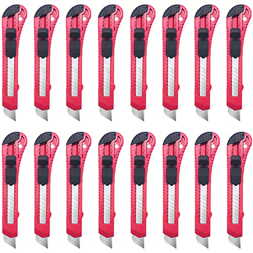 14Pack Utility Knife Retractable Box Cutter (18mm Wide Blade Cutter) Retractable, Compact, Extended Use for Heavy Duty Office, Home, Arts Crafts, Hobby