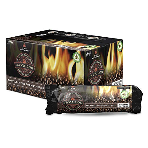 Pine Mountain, Indoor & Pine Mountain Java Recycled Coffee Grounds Hour Time, 4 Logs (4152501471) Long Burning Firelog for Campfire, Fireplace, Fire Pit, Indoor & Outdoor Use, Brown, 4 count