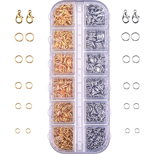 Outus 1104 Pieces Jewelry Findings Kit Lobsters Clasps and Jump Rings for Jewelry Making (Multicolor A)