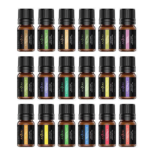 Essential Oils, Anjou 18PCS Aromatherapy Oil Upgraded Gift Set Pure & Therapeutic Grade, Popular Fragrance Oils Blends for Diffuser Air Purifier Home Office Auto (Incl.Peppermint Eucalyptus Lavender)