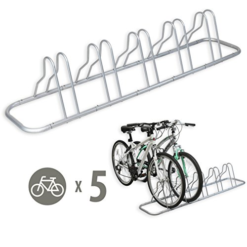 Simple Houseware 5 Bike Bicycle Floor Parking Adjustable Storage Stand, Silver