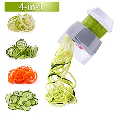 Handheld Spiralizer Vegetable Slicer Nurch 4 in 1 Veggie Spiral Cutter Zucchini Noodle Maker Spaghetti Maker Spiral Slicer Great for Salad
