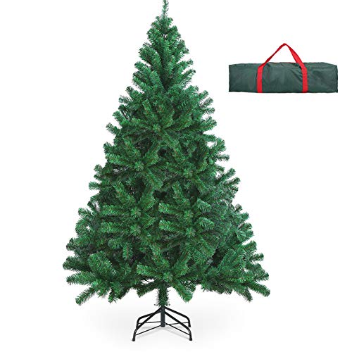 OUSFOT Christmas Tree 6ft with Storage Bag 800 Branch Tips Artificial Christmas Tree Easy Assembly Foldable Metal Stand PVC for Indoor Outdoor Christmas Decorations