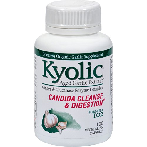 Kyolic Aged Garlic Extract Candida Cleanse and Digestion Formula 102 - 100 Vegetarian Capsules