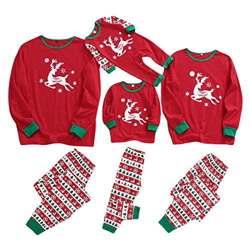 Matching Family Christmas Pajamas,Baby Onesie Kids Outfits Men Women Holiday PJs Plaid Sleepwear Long Sleeve Clothing Set (Red,7-8Years Kids)