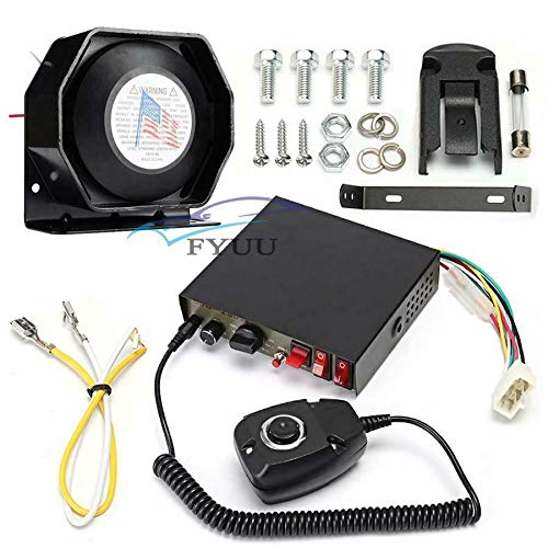 DC 12V 400W 8 Sounds Loud Car Warning Alarm Police Siren Horn Speaker MIC Microphone System, Light Control Switch and Voice Amplification, Hands-Free Operation, Anti-Jamming, Stable Tone