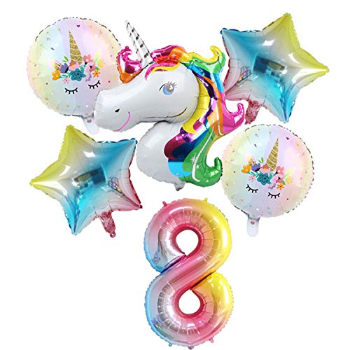 Unicorn Birthday Party Balloons Decorations for Girls 8th Party, Large Unicorn Balloons Party Supplies (8)