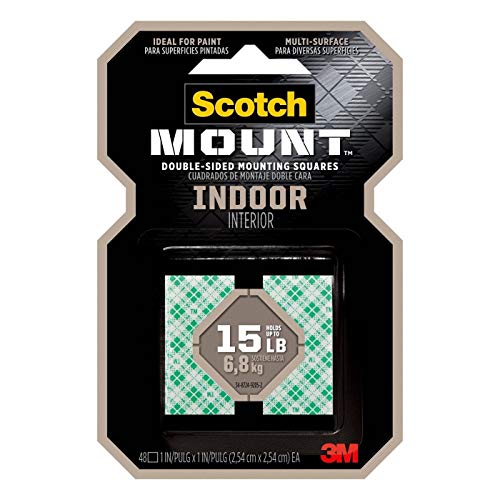 Scotch Indoor Mounting Squares, 1-inch x 1-inch, White, 48-Squares (311P)