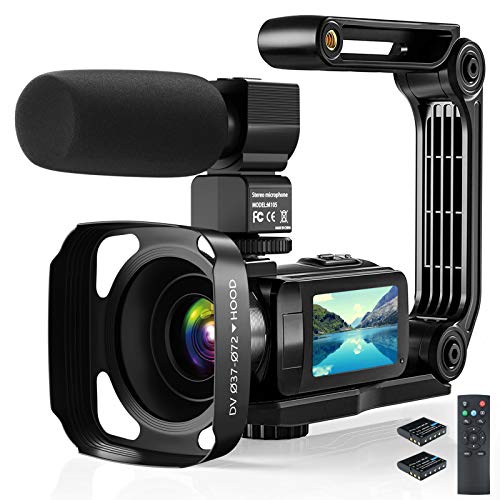 Video Camera Camcorder, 2.7K Ultra HD YouTube Vlogging Camera, 36MP IR Night Vision Digital, 3.0' IPS Touch Screen,16X Digital Zoom Video Camcorder with Microphone Handheld Stabilizer Remote Control