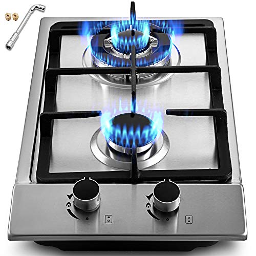 OASD Built in Gas Cooktop 12x20IN Gas Stove Cooktop Stainless Steel Cooktop Gas Hob with Liquid Propane Conversion Kit Thermocouple Protection (12x20)