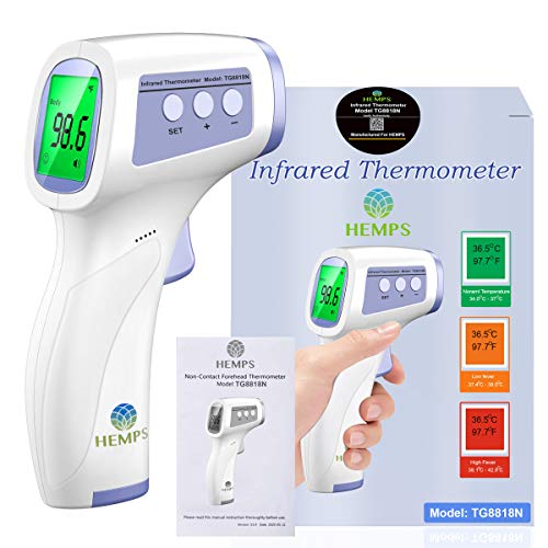 Digital Infrared Forehead Thermometer, Non-Contact for Adults and Kids with 3 Function - Fever Alarm, Large LCD Screen and Data Memory