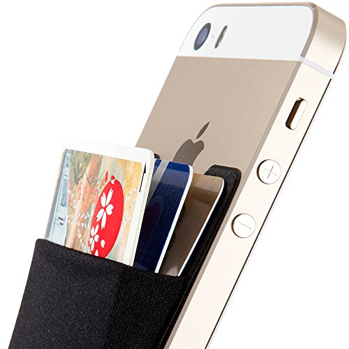 Sinjimoru Card Holder for Back of Phone, Stick on Wallet functioning as Credit Card Holder, Phone Wallet and iPhone Card Holder / Card Wallet for Cell Phone. Sinji Pouch Basic 2, Black