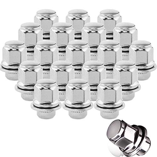 20pcs Chrome Lug Nuts M12x1.5 Kit with Washer - Muhize Closed End 6 Spline Nut 1.46' Tall, 60 Degree 0.83' Hex Wheel Lug Nuts (Thread Size 12x1.5) - Compatible with Chrysler Toyota Lexus