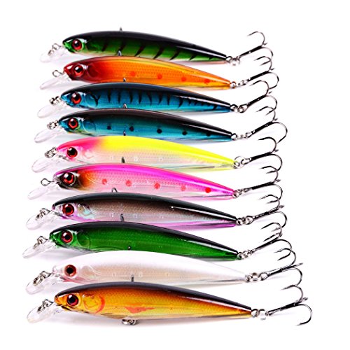 Aorace 10pcs/lot Fishing Minnow Lures Hard Bait Pesca Fishing Tackle Isca Artificial 10 Colors Quality Hook Swimbait 11cm 13.5g