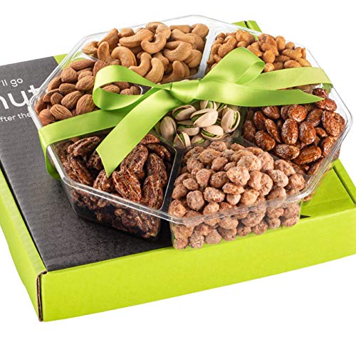 Holiday Nuts Gift Basket - Extra Large 2LB - Sweet & Salty Dry Roasted Gourmet Gift Basket - Edible Arrangement Food Gift Basket for Christmas, Thanksgiving, Fathers Day, Sympathy, Family, Men & Women