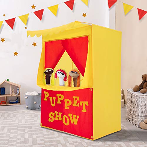 Alvantor Lemonade Stand Puppet Show Theater Pretend Playhouse Play Tent Kids on Stage Doorway Table Top Sets for Toddlers Curtain Fordable Rods Children Dramatic Furniture, 28'X20'X41'H, Patent