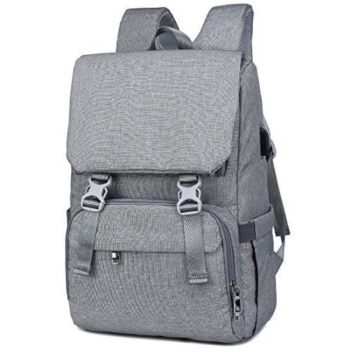 Diaper Bag Backpack,Large Capacity Baby Bag,Multi-functional Travel Backpack,Waterproof Maternity Nappy Bag Changing Bags with Insulated Pockets Stroller Straps and Built-in USB Charging Port,Grey