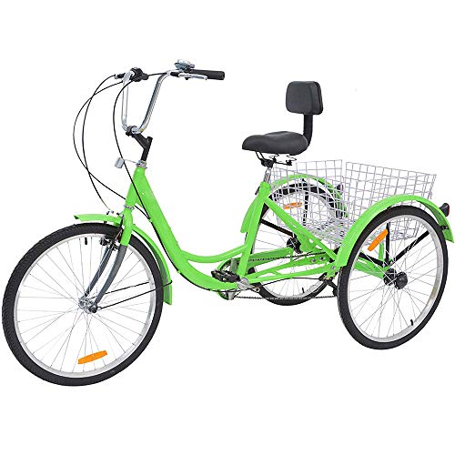 DoCred Adult Tricycles 7 Speed, Adult Trikes 20/24/26 inch 3 Wheel Bikes, Three-Wheeled Trike with Large Basket for Recreation, Shopping, Picnics Exercise Men's Women's Cruiser Bike