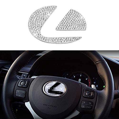 JALII Bling Bling Car Steering Wheel Decorative Diamond Sticker Fit For Lexus ES NX RX LS CT LX UX GS LC RC GS-F RC-F，DIY Car Steering Wheel Emblem Logo Badge For Women Bling Accessories for Lexus