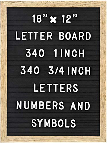 Felt Letter Board with 680 Letters, Numbers & Symbols 16 x 12 inch :: Changeable Letter Board for Quotes, Messages, Displays, Words & More :: Hangs Or Stands Alone:: Includes 2 Storage Bags (Black)