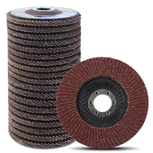 Coceca 20pcs Flap Discs Sanding Grinding Wheels 4-1/2 Inches for Angle Grinder, Type 27 Aluminum Oxide Abrasive(40 60 80 120 Grits)