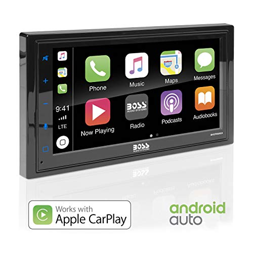BOSS Audio BVCP9685A Apple Carplay Android Auto Car Multimedia Player - Double Din Car Stereo, 6.75 Inch LCD Touchscreen Monitor, Bluetooth, MP3 Player, USB Port, A/V Input, Am/FM Car Radio