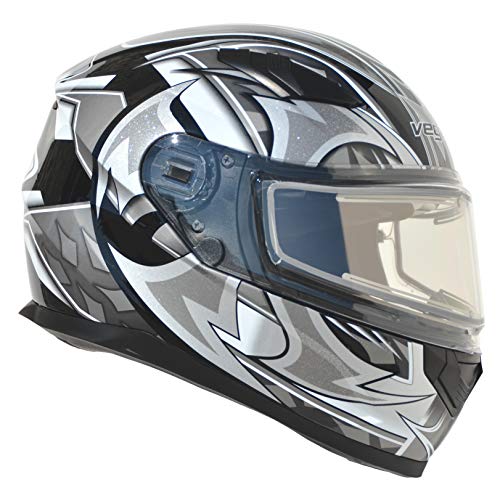 Vega Helmets Ultra Electric Snow Unisex-Adult Full Face Snowmobile Helmet with Heated Shield (Black Shuriken Graphic, Large)