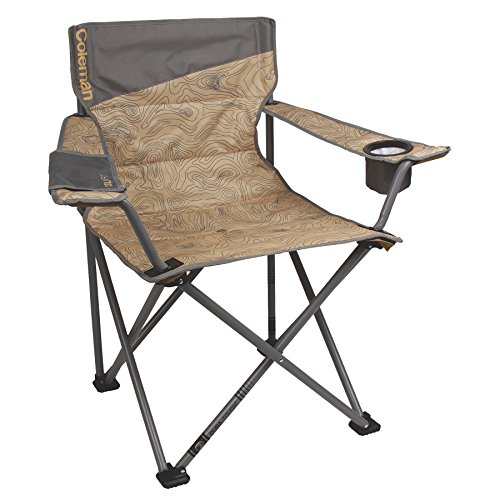 Coleman Company Big-N-Tall Topo Print Quad Chair, Tan/Brown