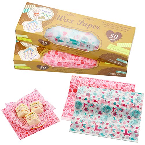 100pcs Wax Paper Food Picnic Paper Grease Proof Paper Waterproof Dry Hamburger Paper Liners Wrapping Tissue for Plastic Food Basket (Xmas Elk pattern)